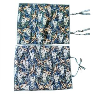 Pottery Barn Pillow Shams Pillowcases Quilted Bird Floral Double Sided Standard